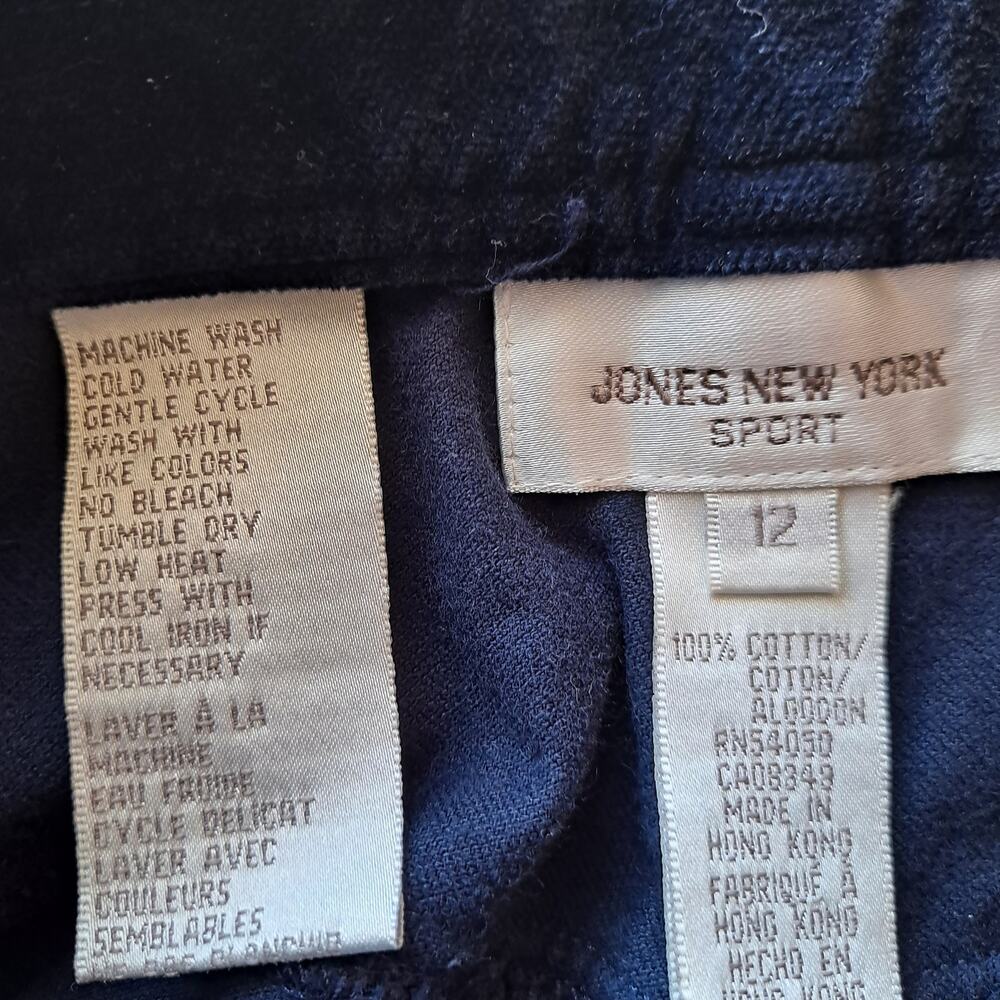 Jones New York Sport Midi Pencil Skirt 100% Cotton Dark Wash Velvet Navy Size 12 - Picture 7 of 8